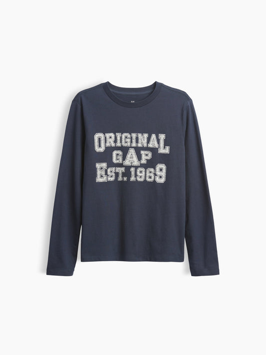 Lacivert Logo Grafik Baskılı T-shirt
