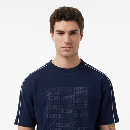 Lacoste Erkek Relaxed Fit Bisiklet Yaka Baskılı Lacivert T-shirt