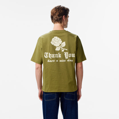 Market Thank You Needlepoint Erkek Haki T-shirt