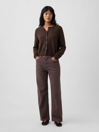 Kahverengi Low Slung Relaxed Straight Jean Pantolon