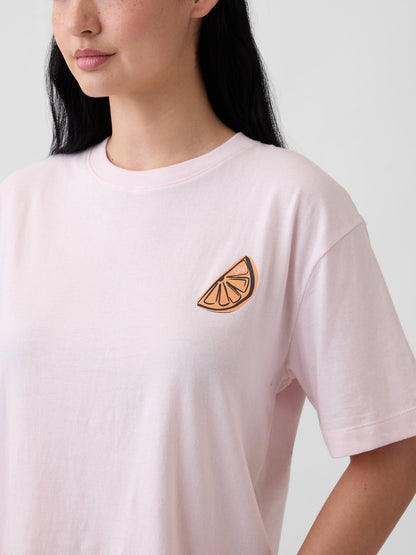 Açık Pembe Boxy Grafik Baskılı T-shirt