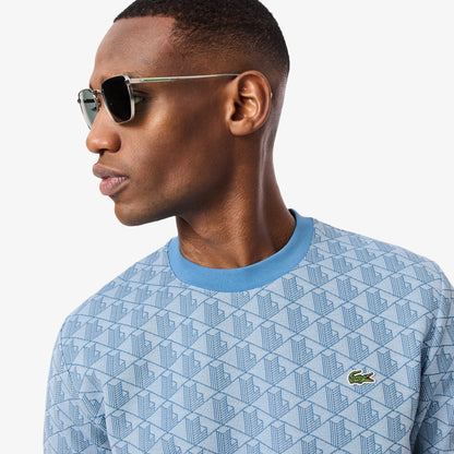 Lacoste Erkek Classic Fit Bisiklet Yaka Monogram Mavi T-shirt