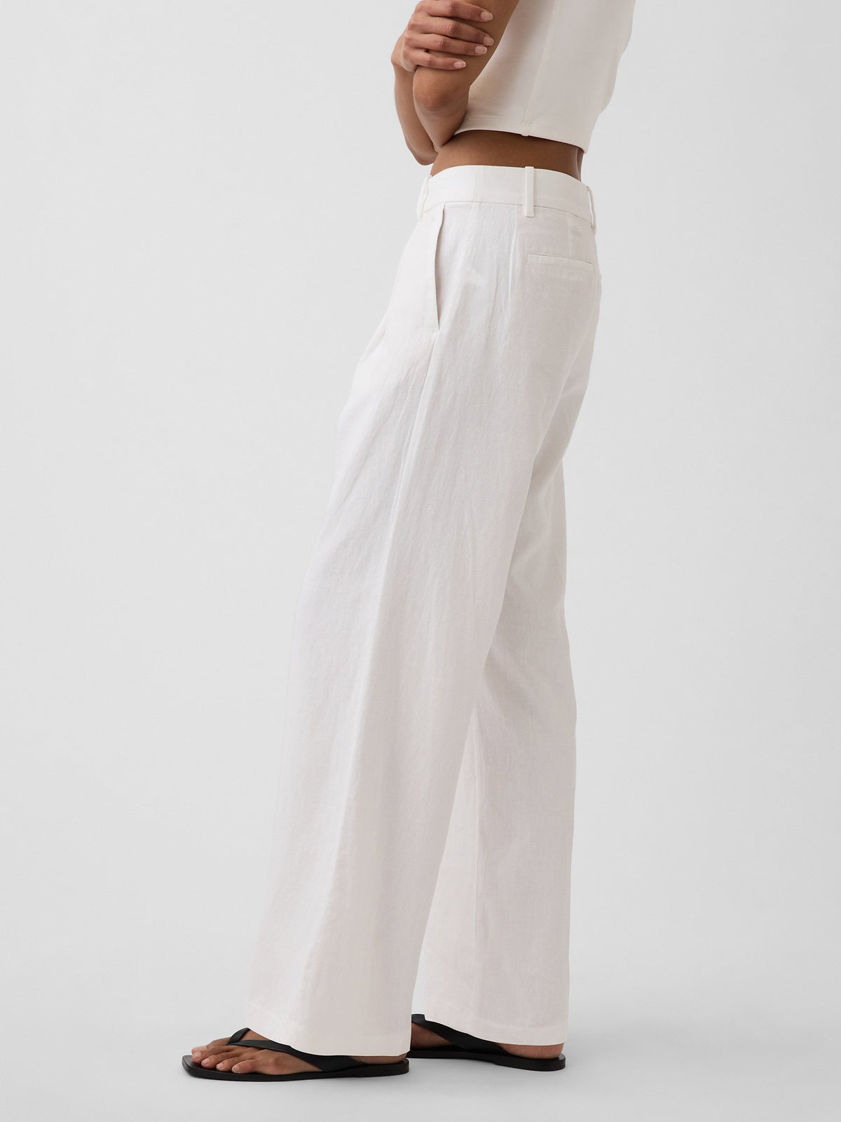 Beyaz 365 Low Rise Keten Karışımlı Pantolon