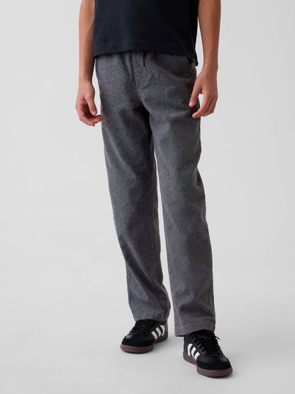 Siyah Keten Karışımı Relaxed Easy Pantolon