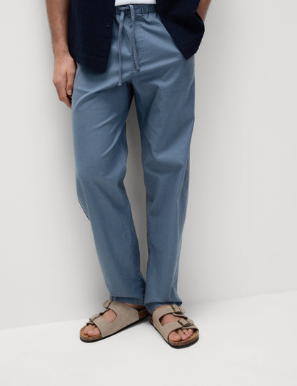 Loose Fit Pamuk Keten Karışımlı Pantolon