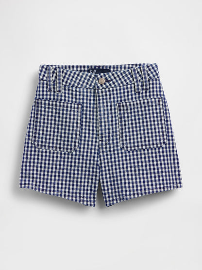 Mavi 3.5 High Rise Gingham Relaxed Straight Denim Şort