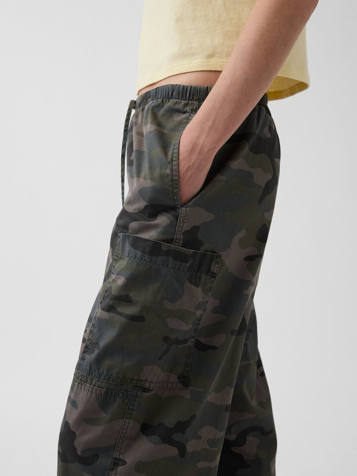 Kamuflaj Mid Rise Twill Easy Barrel Utility Pantolon