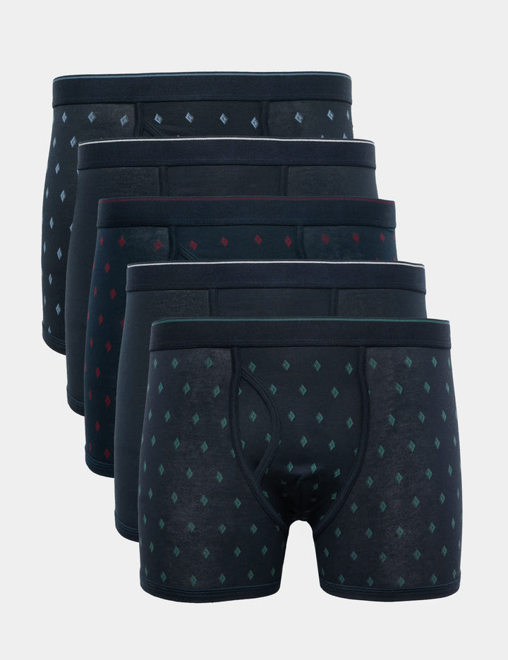 5'li Pamuklu Esnek Desenli Boxer