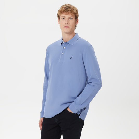 Nautica Erkek Mavi Classic Fit Uzun Kollu Polo Yaka T-shirt