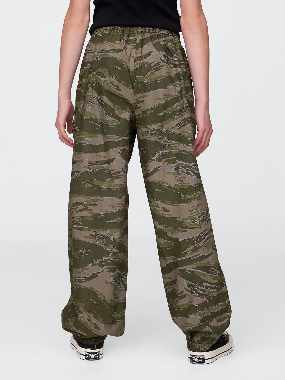 Siyah Baskılı Poplin Baggy Jogger Pantolon