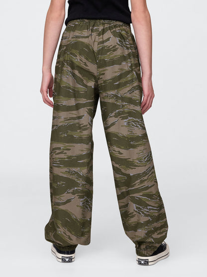 Siyah Baskılı Poplin Baggy Jogger Pantolon