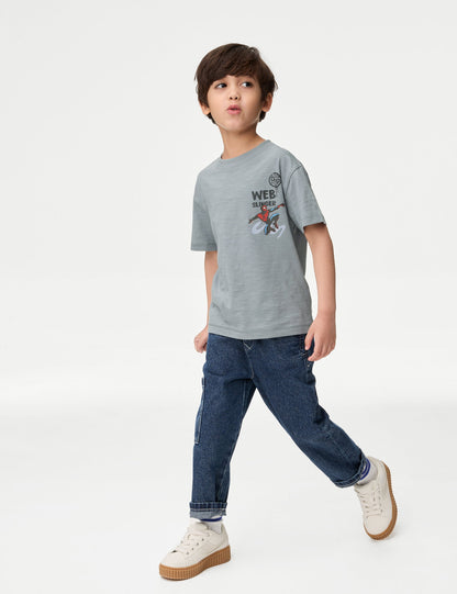 ?saf Pamuklu Spider-man:trade_mark: Tişörtü (2–8 Yaş)?