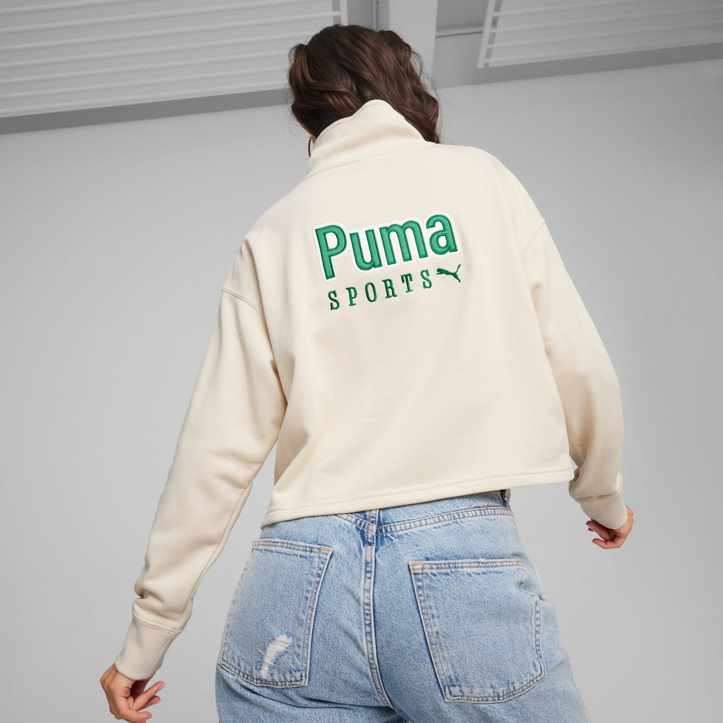 Puma Team Half Zip Crew Kadın Bej Sweatshirt