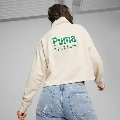 Puma Team Half Zip Crew Kadın Bej Sweatshirt