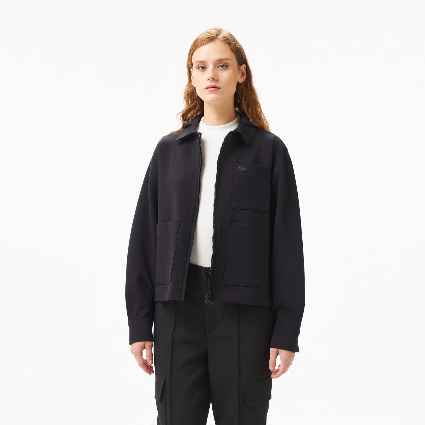 Lacoste Kadın Relaxed Fit Kapüşonlu Siyah Ceket