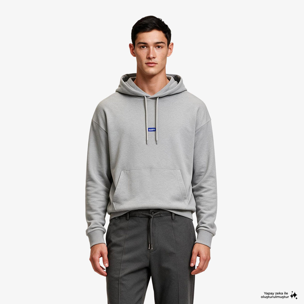 Hugo Boss Nalonso Erkek Gri Hoodie