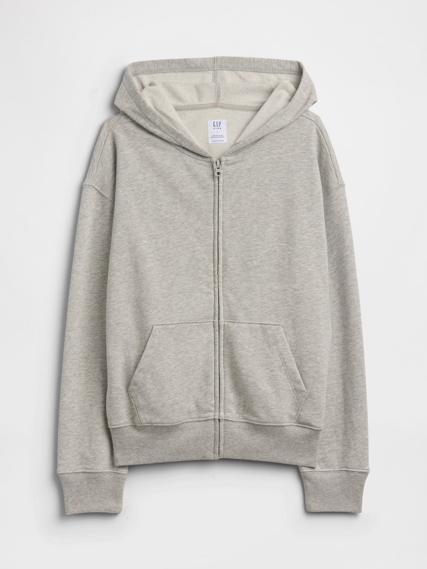 Gri Kids Rahat Fransız Havlu Kumaş Fermuarlı Sweatshirt