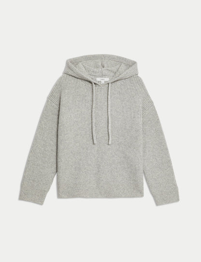 Kapüşonlu Örme Sweatshirt