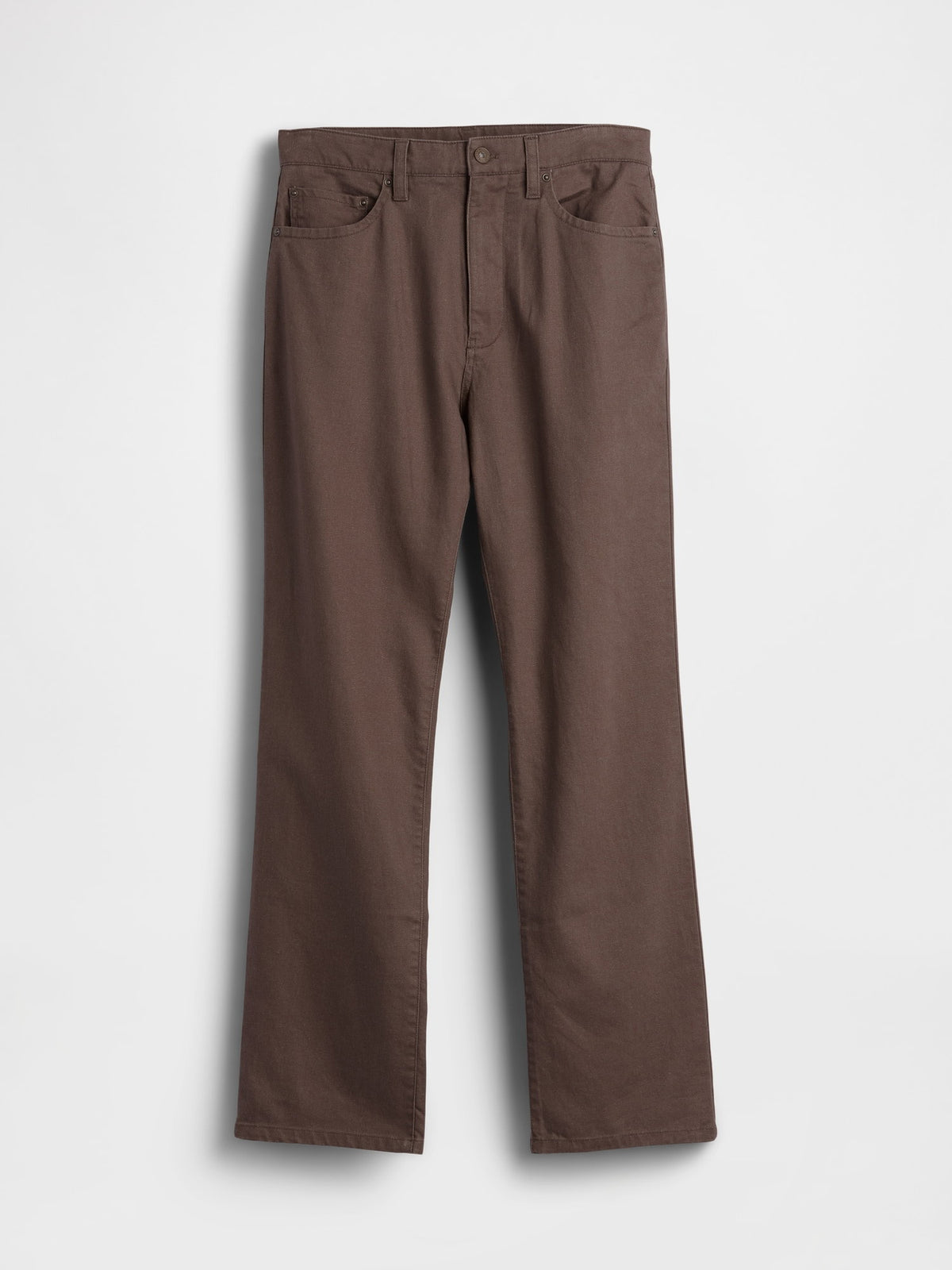 Kahverengi Keten Karışımlı Relaxed Straight Pantolon
