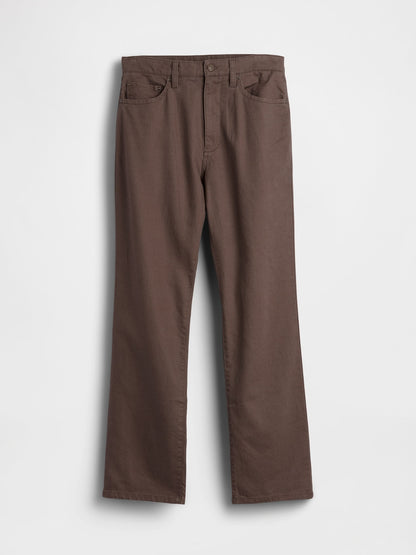 Kahverengi Keten Karışımlı Relaxed Straight Pantolon
