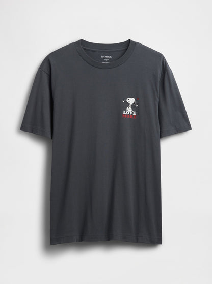 Koyu Gri Peanuts Everyday Soft Relaxed Grafik Baskılı T-shirt