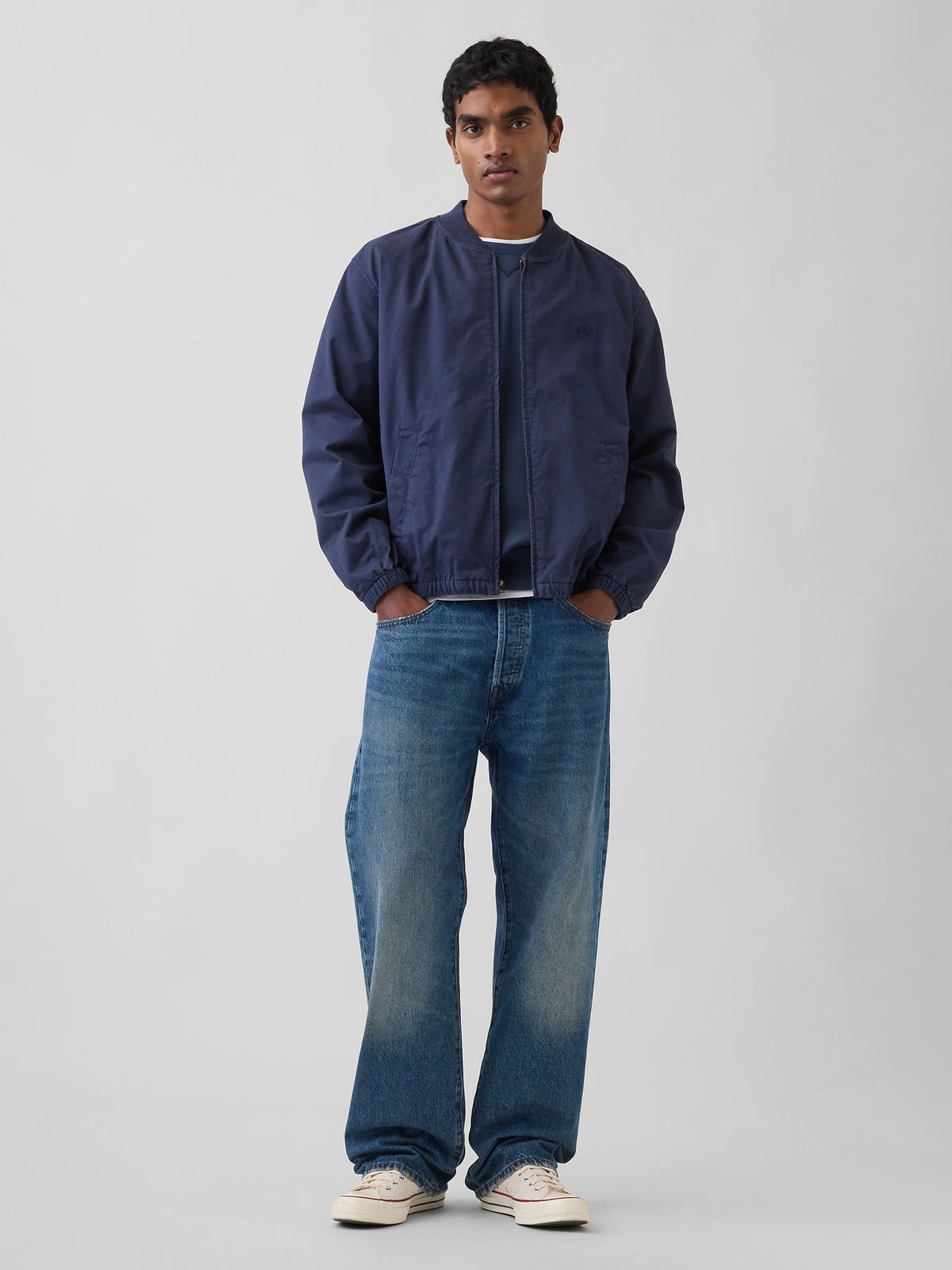 Lacivert Relaxed Bomber Ceket