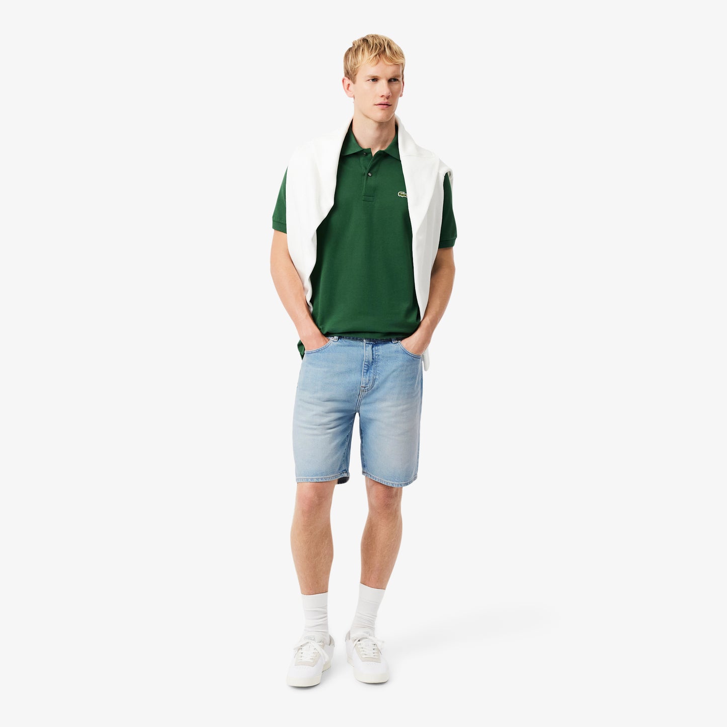 Lacoste Erkek Straight Fit Organik Pamuk Mavi Bermuda Şort