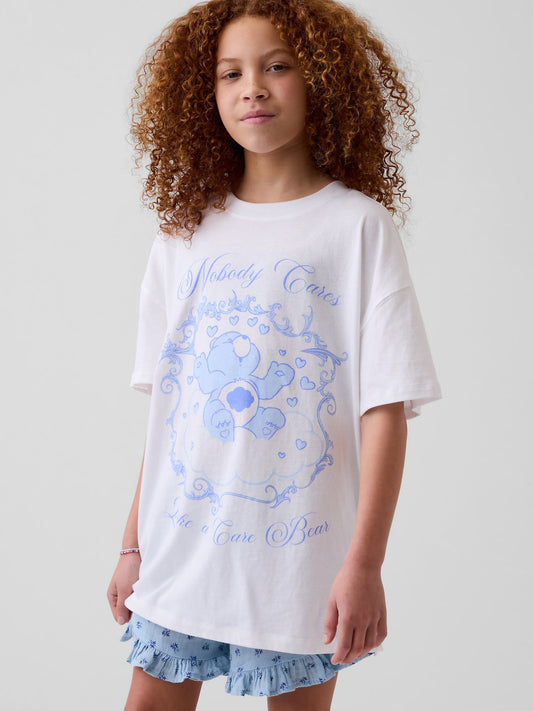 Beyaz Care Bears Grafik Baskılı Tunik T-shirt