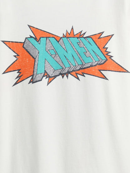 Beyaz Marvel Relaxed Grafik T-shirt