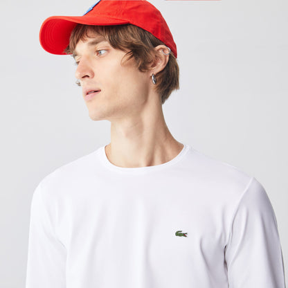 Lacoste Erkek Slim Fit Uzun Kollu Bisiklet Yaka Beyaz T-shirt