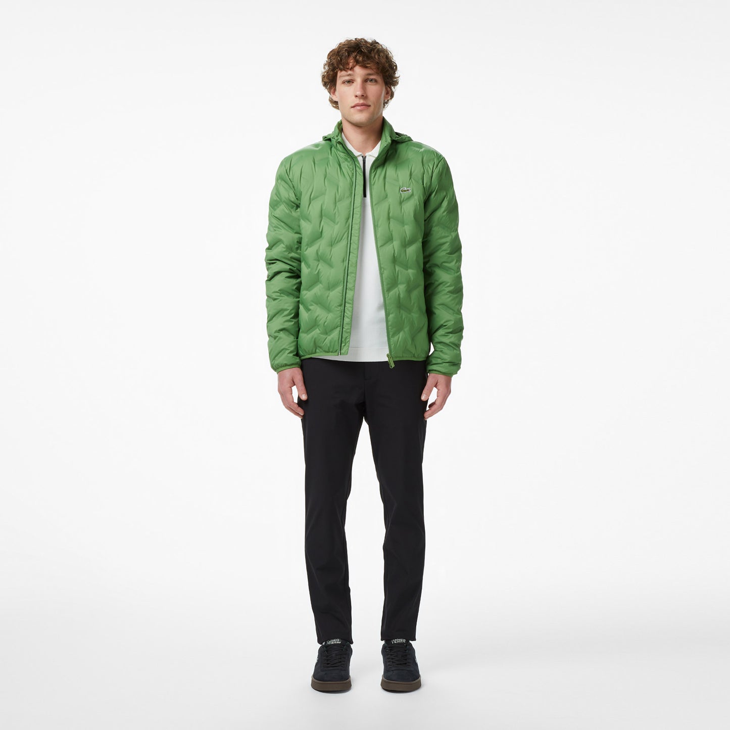 Lacoste Erkek Regular Fit Dik Yaka Kapitone Yeşil Mont