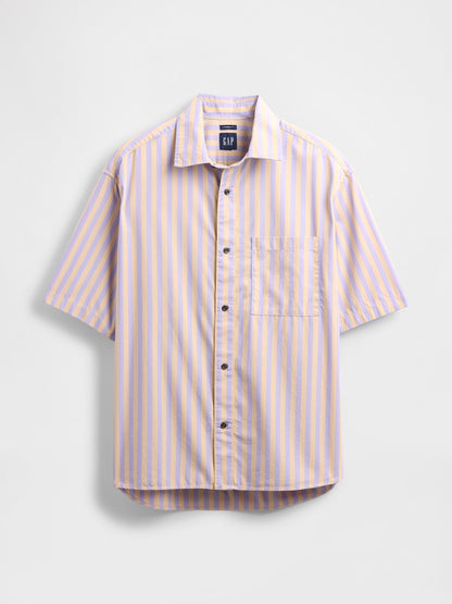 Açık Lila Organik Pamuk Oversize Poplin Gömlek