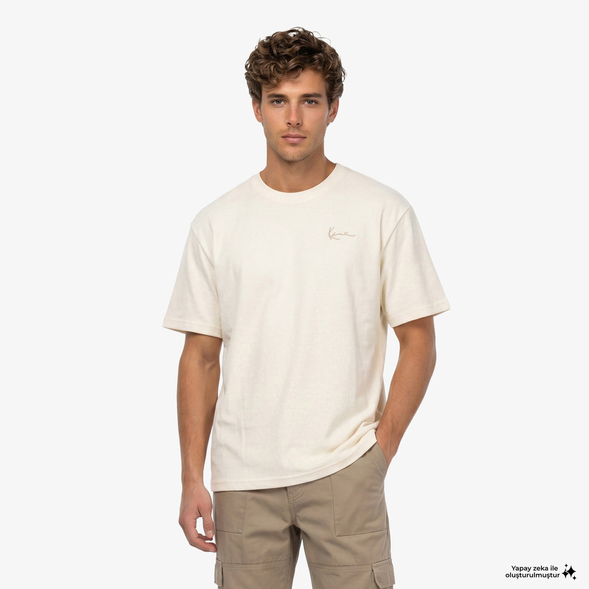 Karl Kani Signature Washed Oversized Erkek Beyaz T-shirt