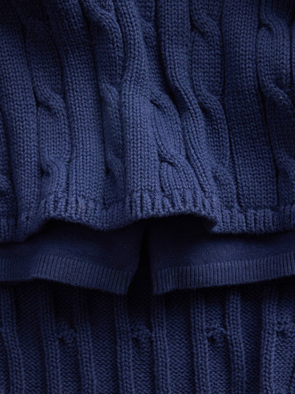 Lacivert 100% Pamuk Cable-knit Mini Şort