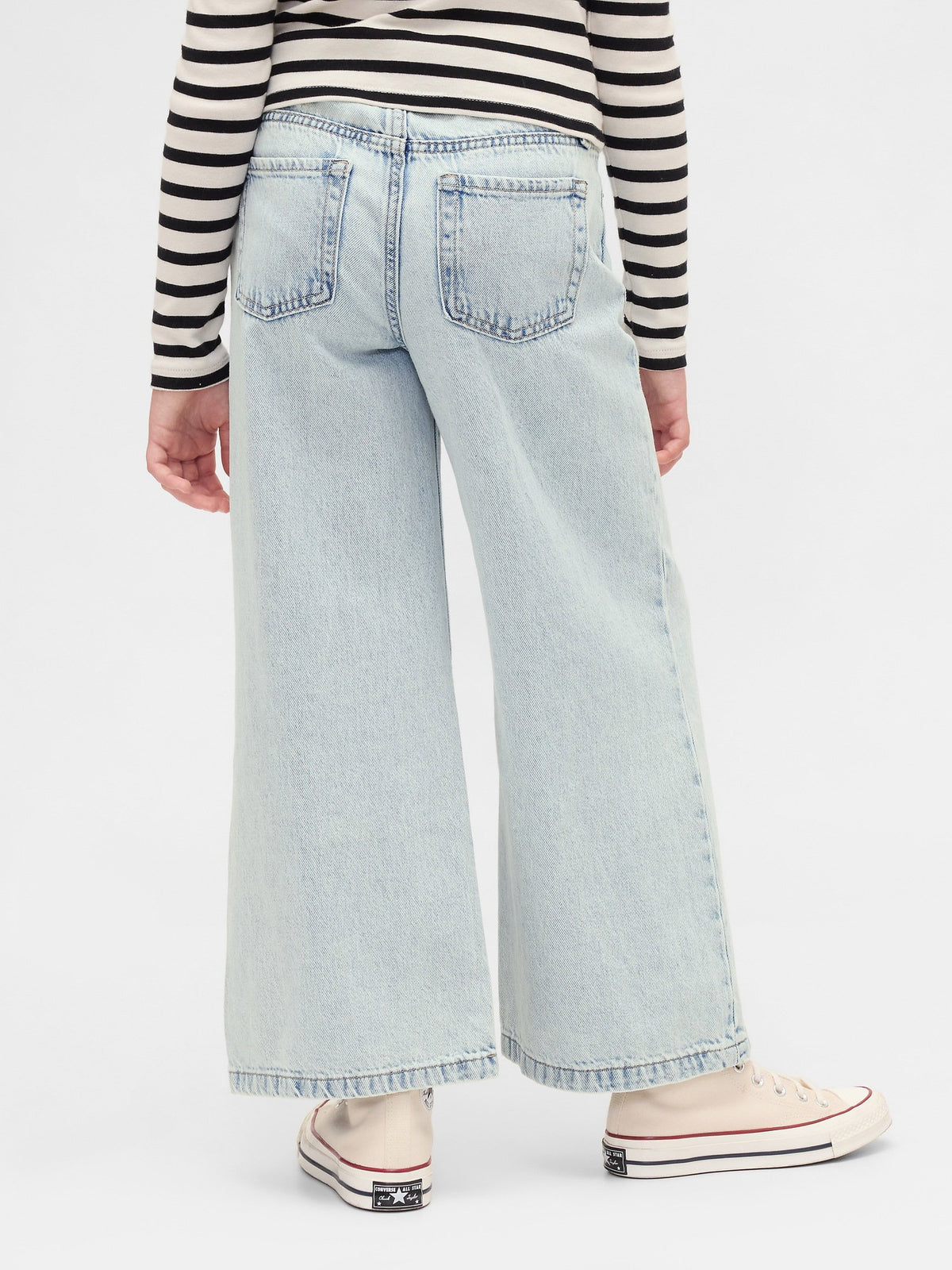 Açık Mavi High Rise Stride Wide-leg Ankle Jean Pantolon