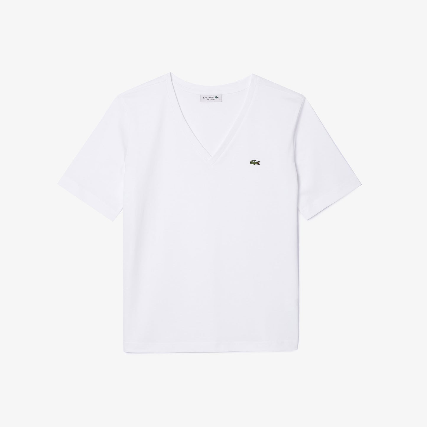 Lacoste Kadın Relaxed Fit V Yaka Beyaz T-shirt