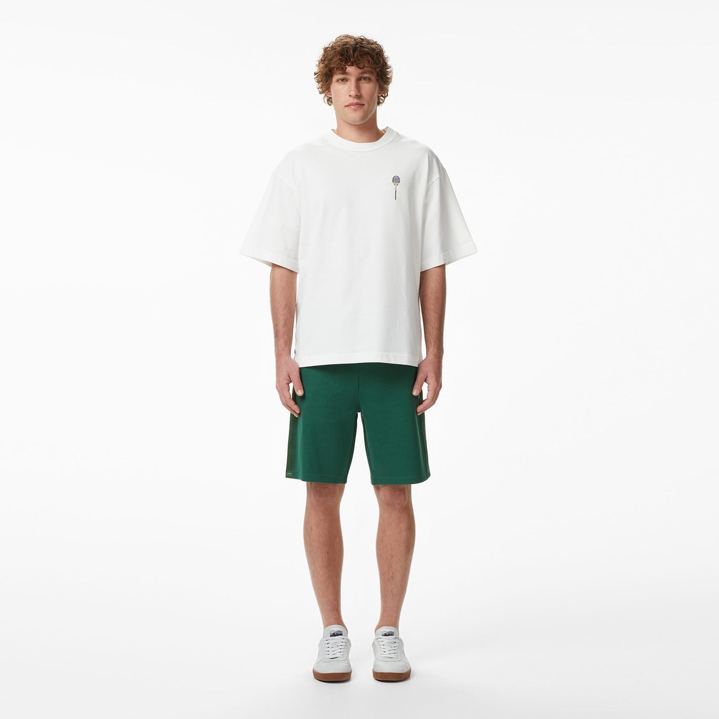 Lacoste Erkek Loose Fit Bisiklet Yaka Baskılı Krem T-shirt