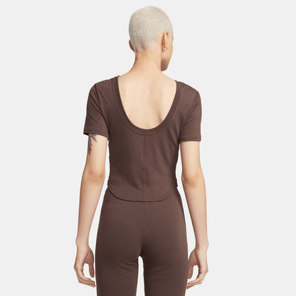 Nike Sportswear Chill Knit Sportswear Kadın Kahverengi Crop T-shirt