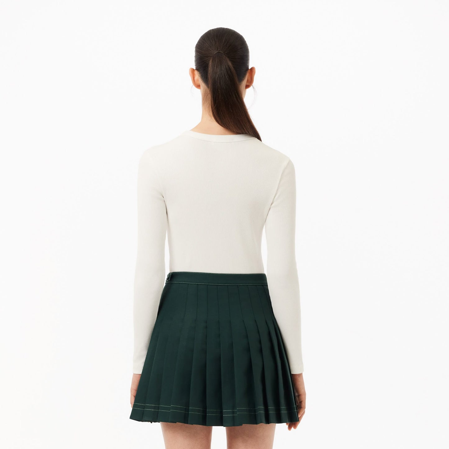 Lacoste Slim Fit Uzun Kollu Kadın Beyaz Tişört