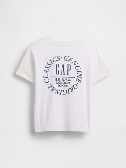 Beyaz Relaxed Grafik Logo T-shirt