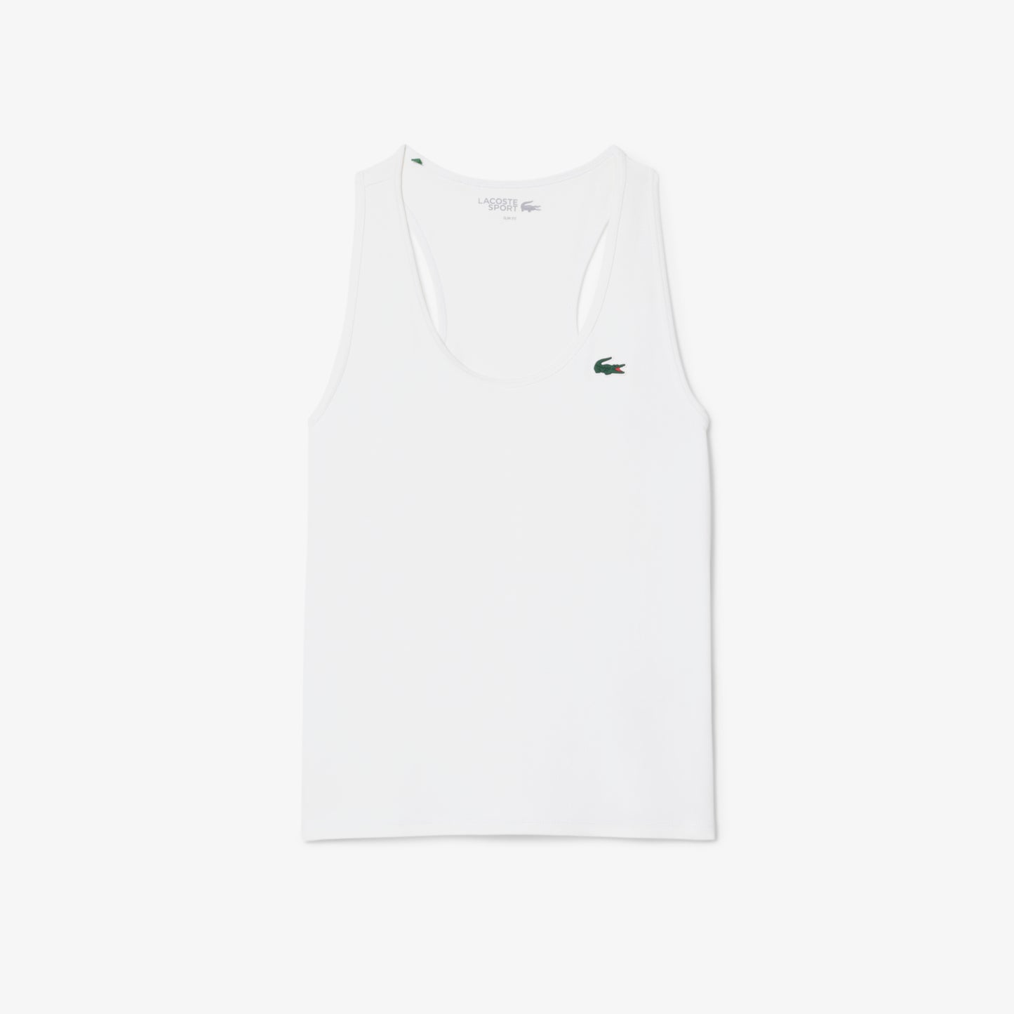 Lacoste Kadın Slim Fit Kolsuz Bisiklet Yaka Beyaz T-shirt