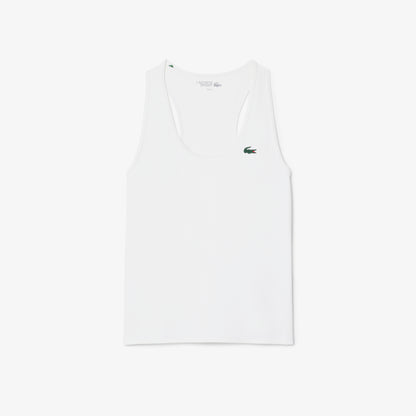 Lacoste Kadın Slim Fit Kolsuz Bisiklet Yaka Beyaz T-shirt