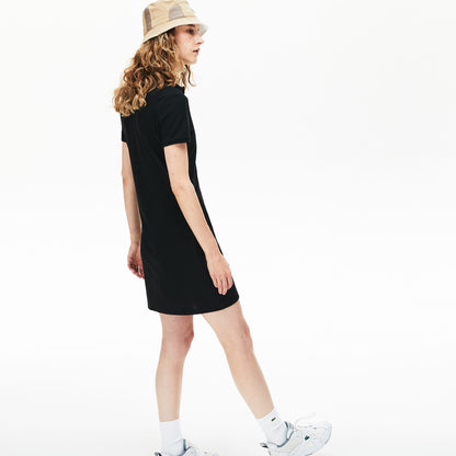 Lacoste Kadın Slim Fit Kısa Kollu Polo Yaka Siyah Elbise