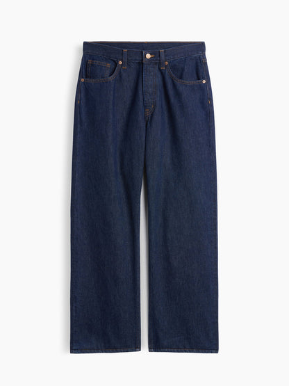 Koyu Mavi Low Slung Relaxed Straight Jean Pantolon