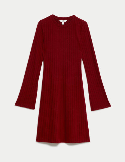 Jersey Fitilli Mini Elbise