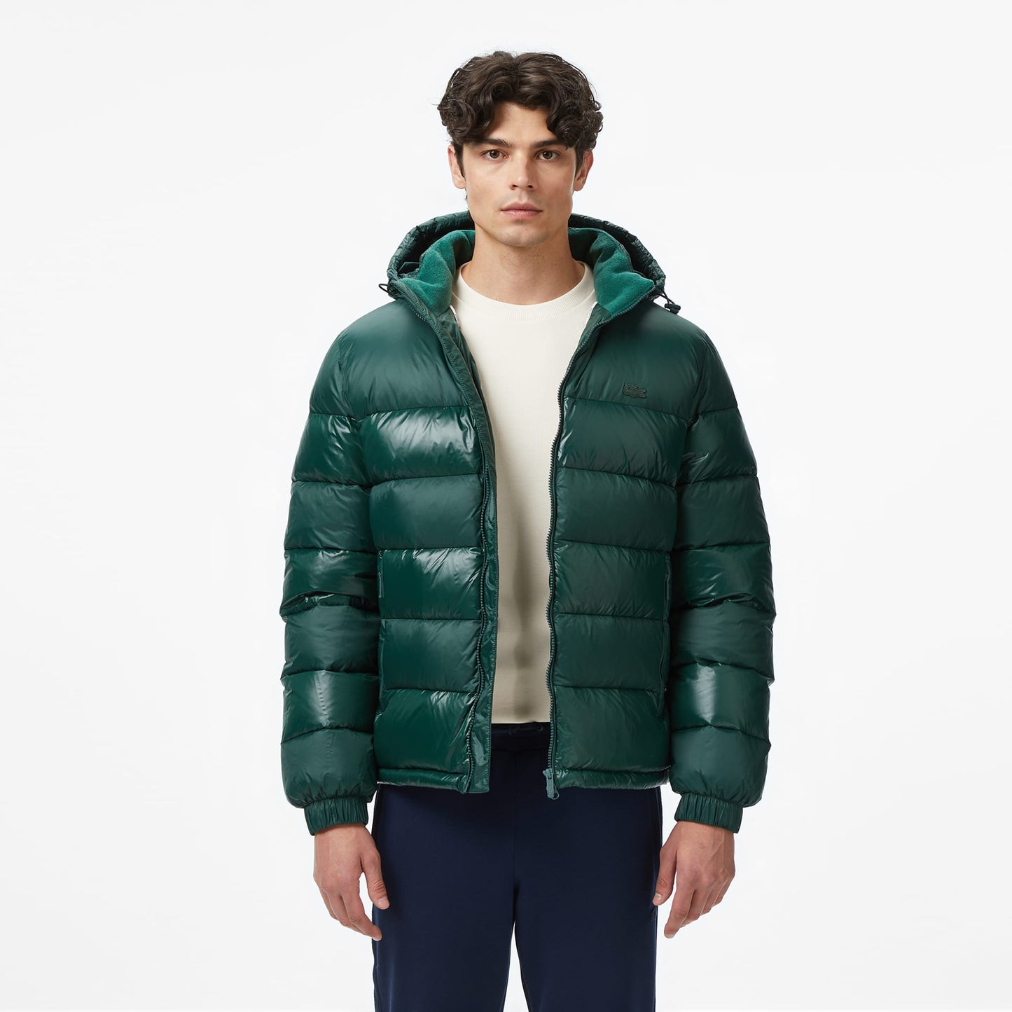 Lacoste Erkek Relaxed Fit Kapüşonlu Koyu Yeşil Mont