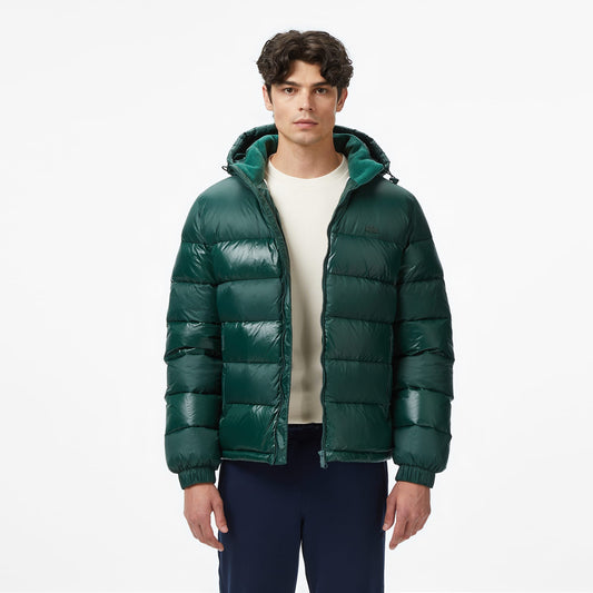 Lacoste Erkek Relaxed Fit Kapüşonlu Koyu Yeşil Mont