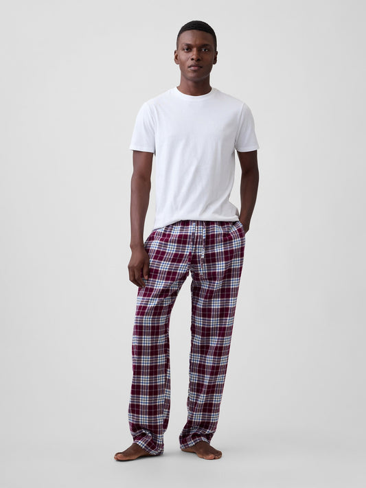 Bordo Relaxed Flannel Pijama Altı