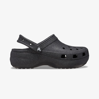 Crocs Classic Platform Glitter Clog Kadın Siyah Sandalet