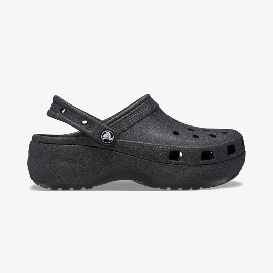 Crocs Classic Platform Glitter Clog Kadın Siyah Sandalet